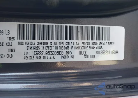 2014 Ram 1500 Big Horn из США, поврежденный, VIN 1C6RR7LG0ES360838